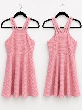 The Children’s Place Girls Pink Textured Strappy Fit & Flare Dress Size 10/12